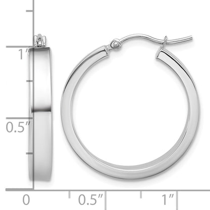 14k White Gold 4x25mm Polished Tube Hoop Earrings