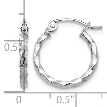 14k WG Twist Polished Hoop Earring