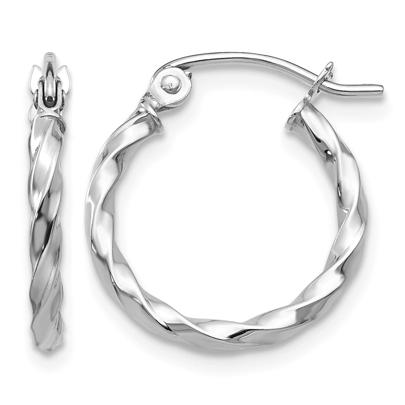14k WG Twist Polished Hoop Earring