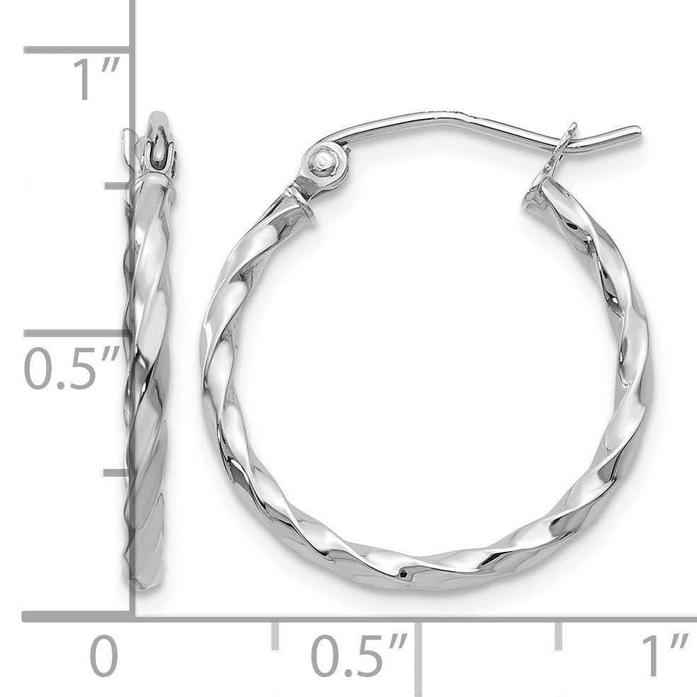 14k WG Twist Polished Hoop Earring