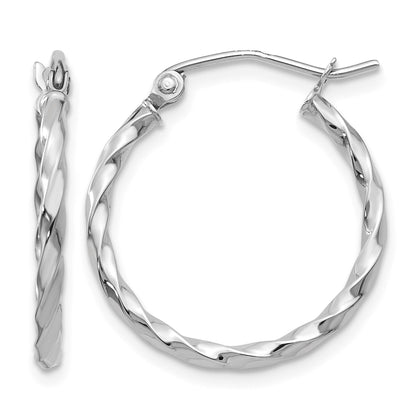 14k WG Twist Polished Hoop Earring