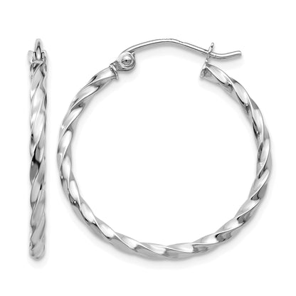 14k WG Twist Polished Hoop Earring