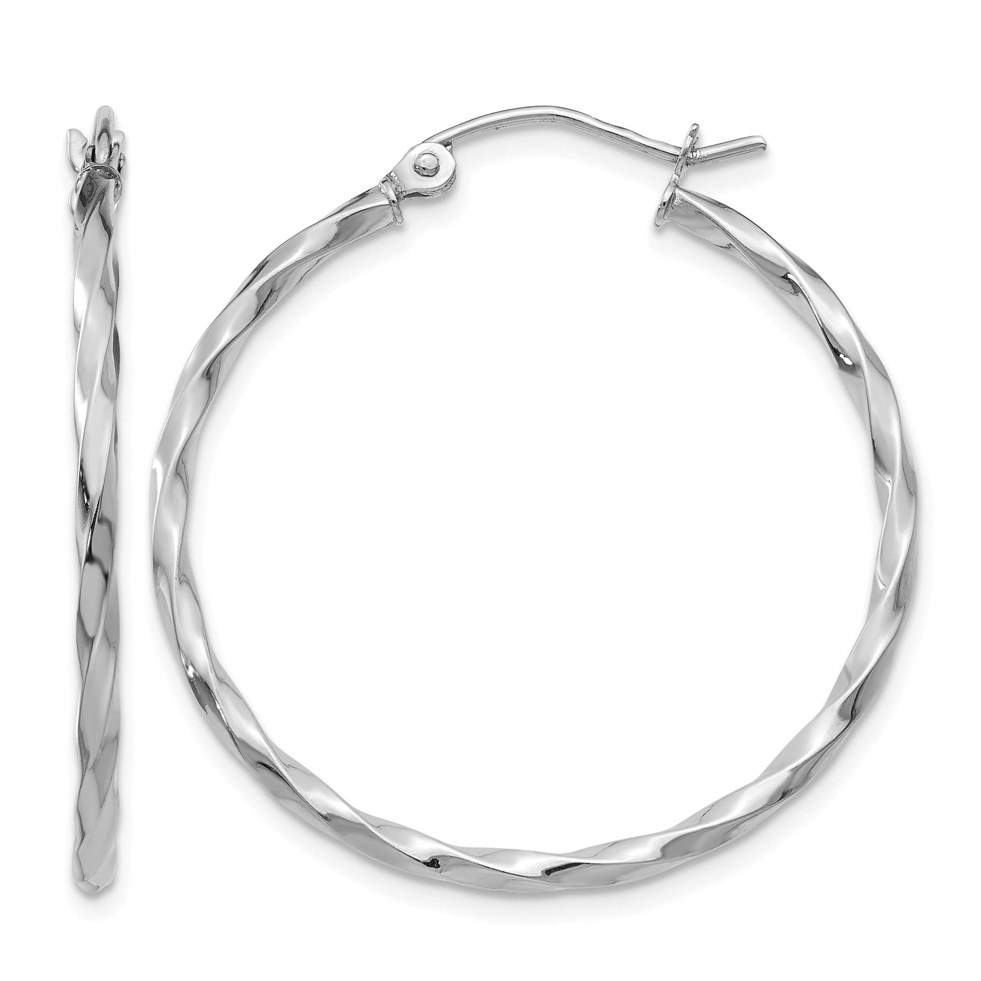 14k WG Twist Polished Hoop Earring