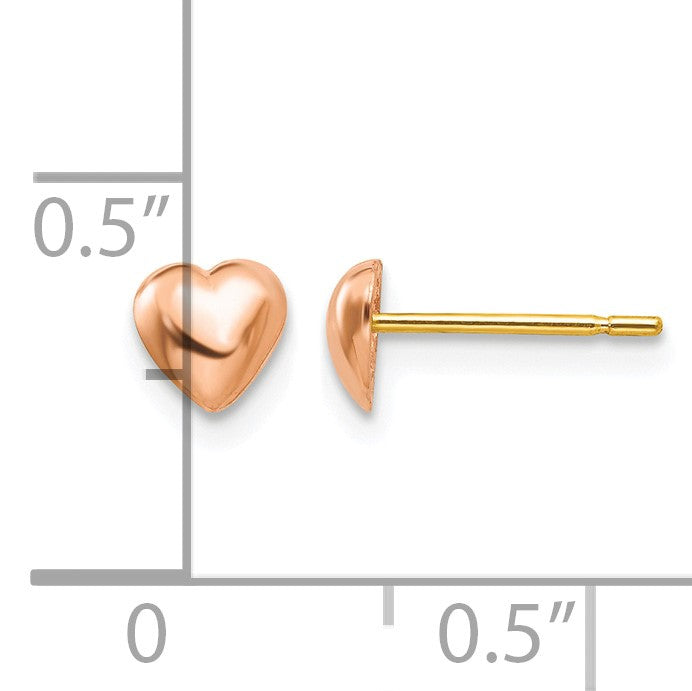 14K Rose Gold Polished Heart Post Stud Earrings
