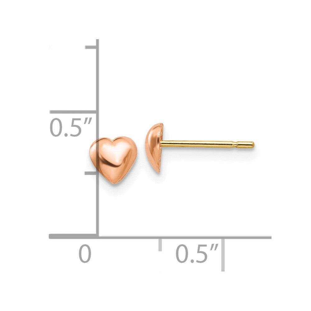 14K Rose Polished Heart Post Stud Earrings