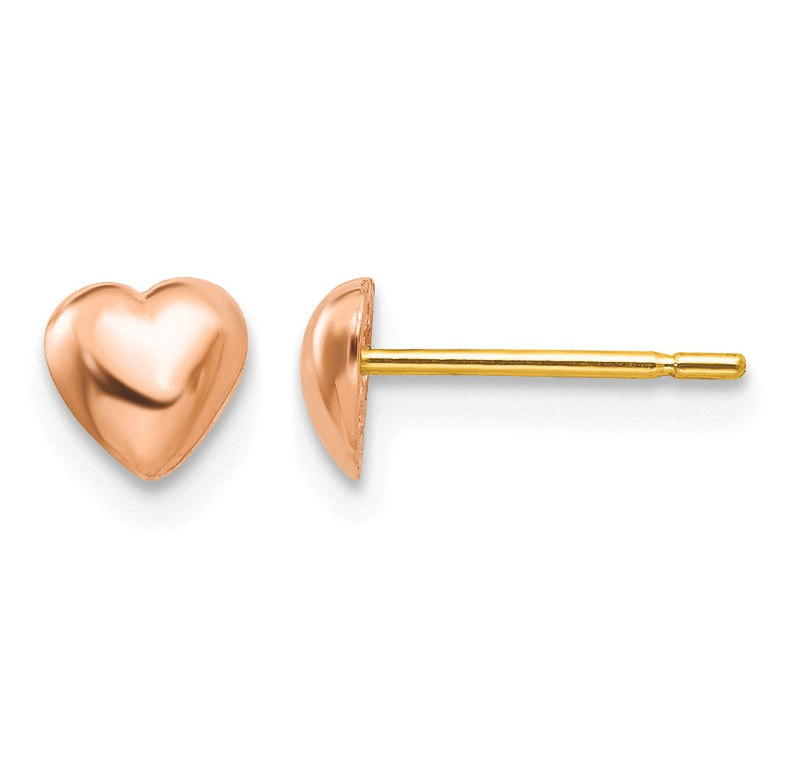 14K Rose Gold Polished Heart Post Stud Earrings