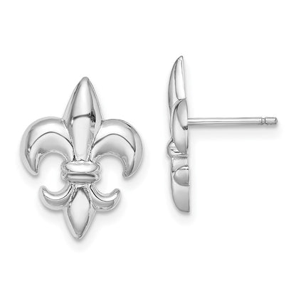 14K White Gold Small Fleur-De-Lis Post Earrings