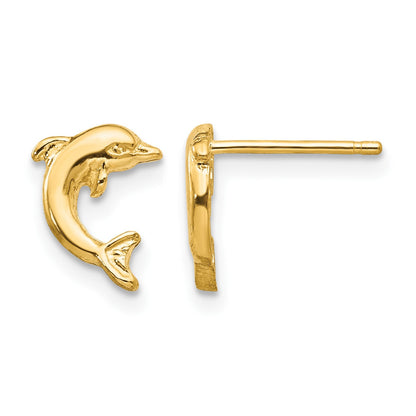 14k Mini Jumping Dolphin Post Earrings