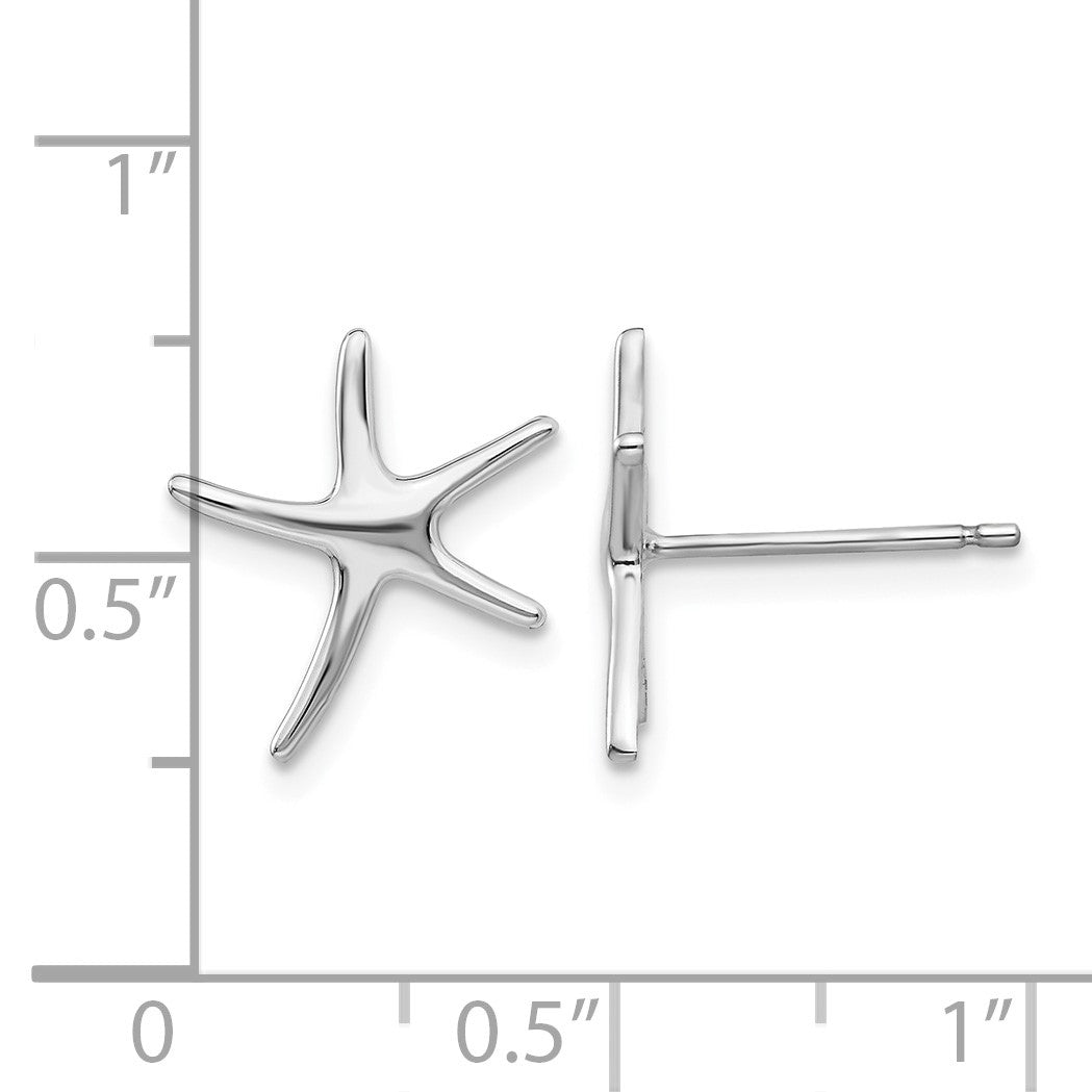 14K White Gold Polished Mini Starfish Earrings