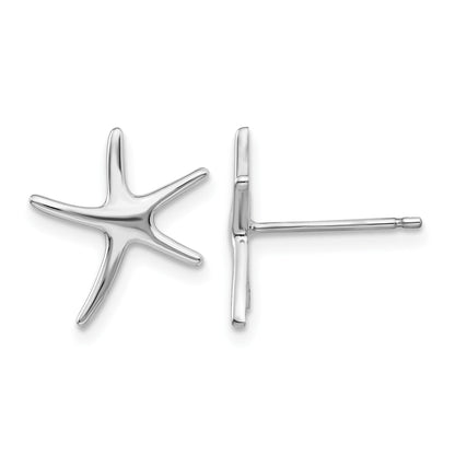 14K White Gold Polished Mini Starfish Earrings