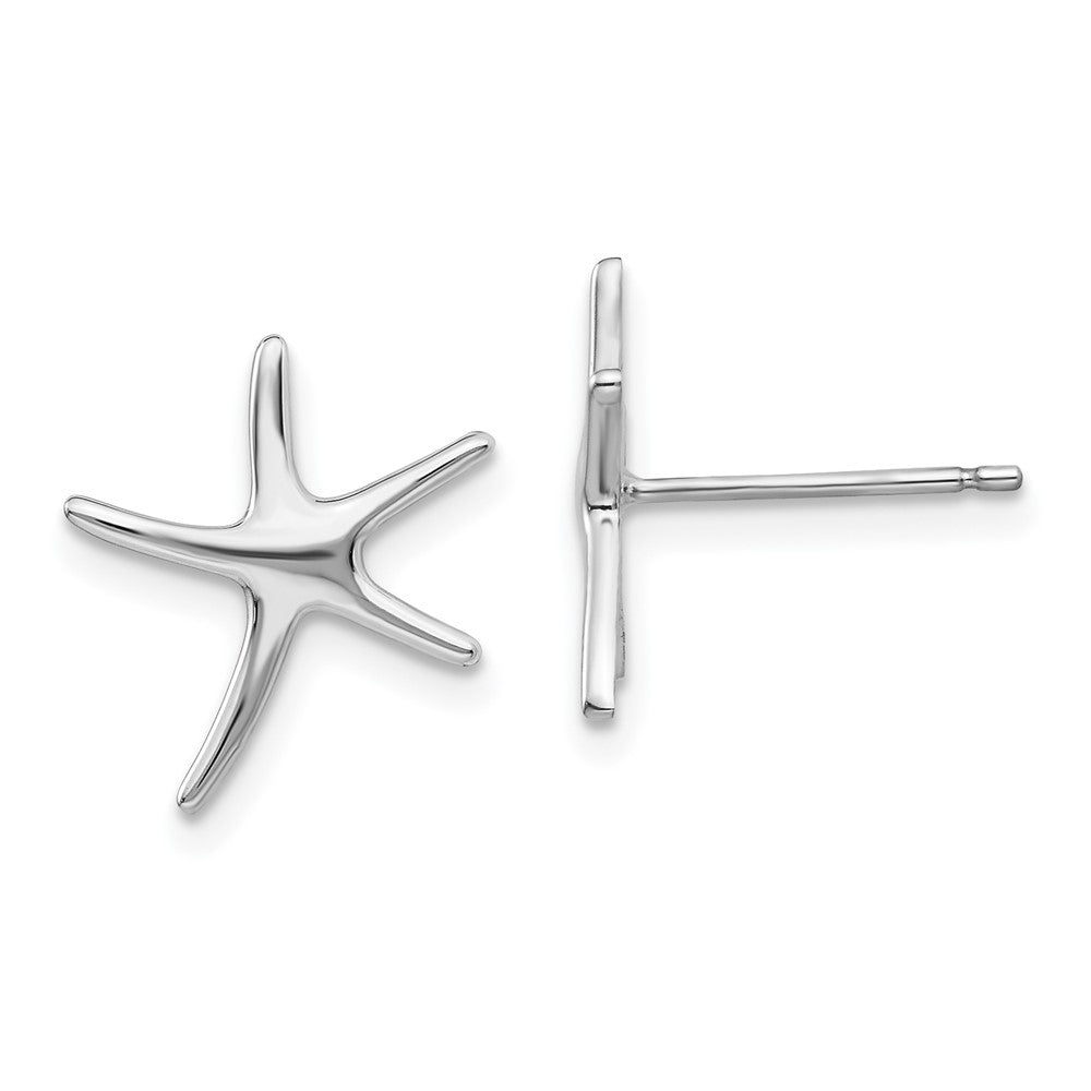 14K White Gold Polished Mini Starfish Earrings