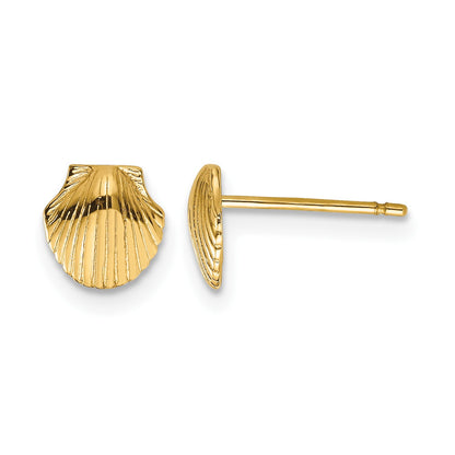 14k Mini Scallop Shell Post Earrings