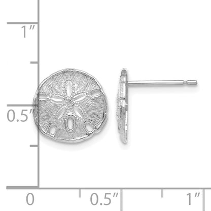14k White Gold Sand Dollar Post Earrings