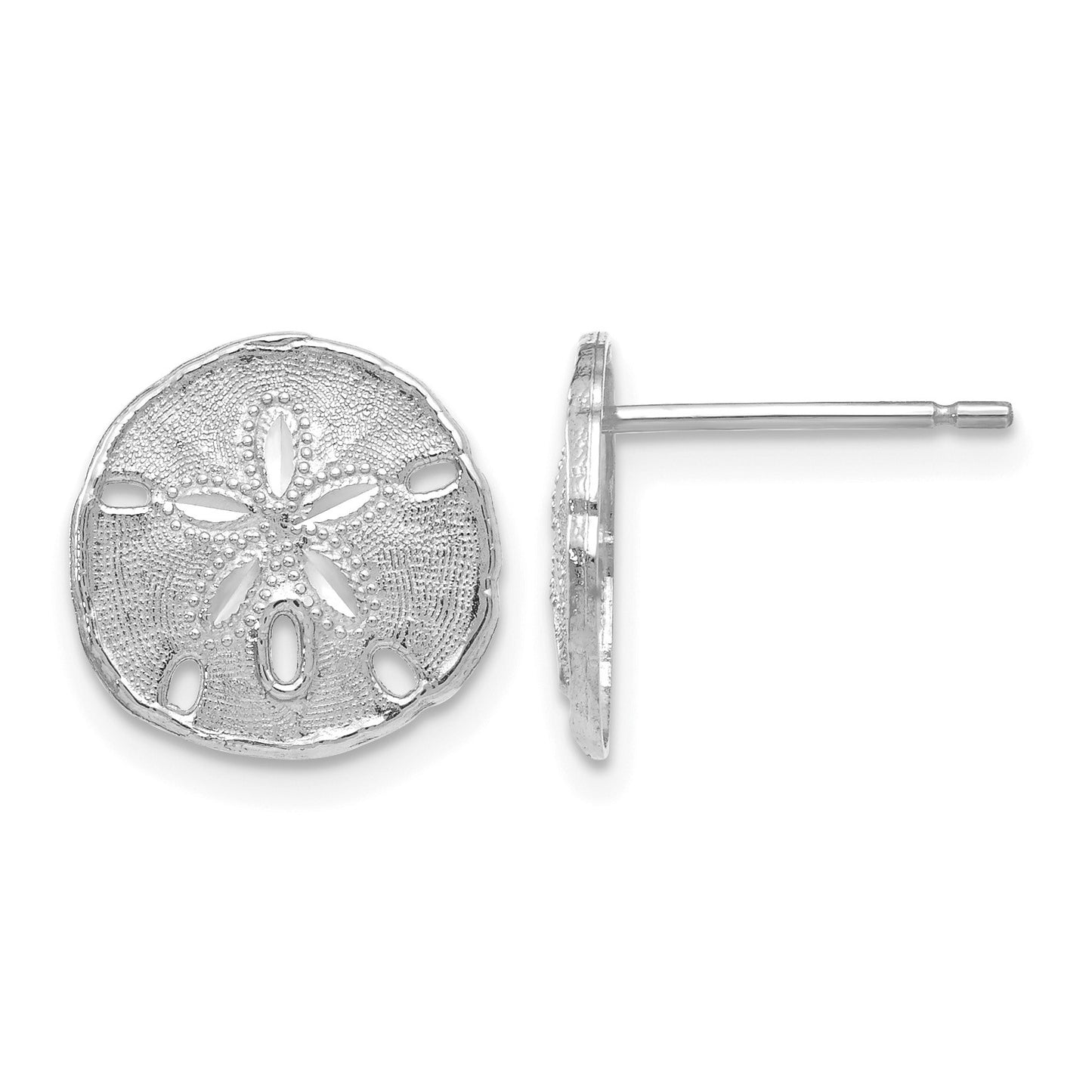 14k White Gold Sand Dollar Post Earrings