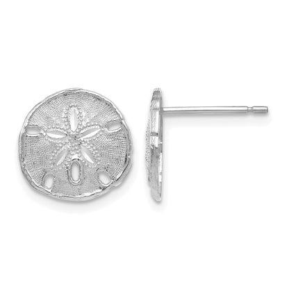 14k White Gold Sand Dollar Post Earrings