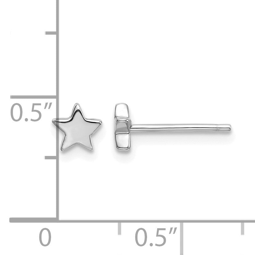 14k White Gold Polished Small Star Post Earrings