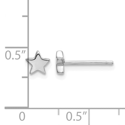 14k White Gold Polished Small Star Post Earrings