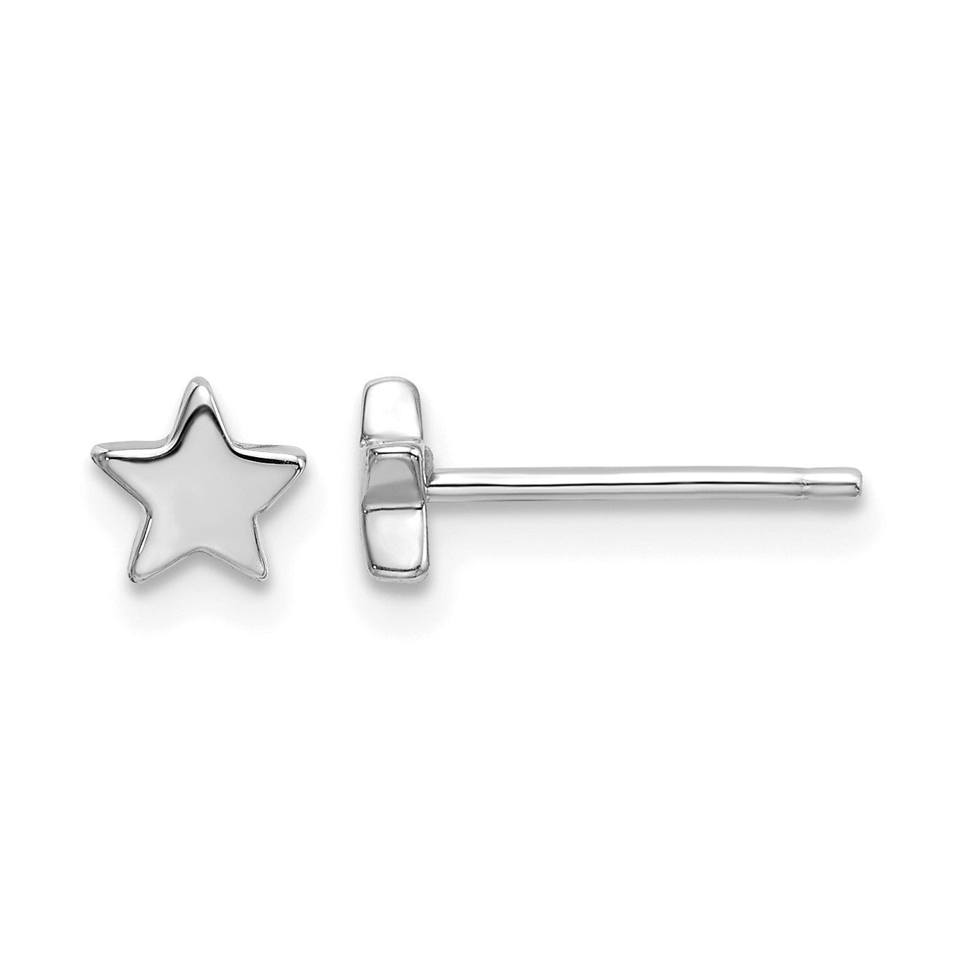 14k White Gold Polished Small Star Post Earrings