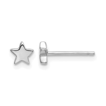 14k White Gold Polished Small Star Post Earrings