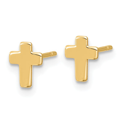 14k Polished Small Cross Post Earrings