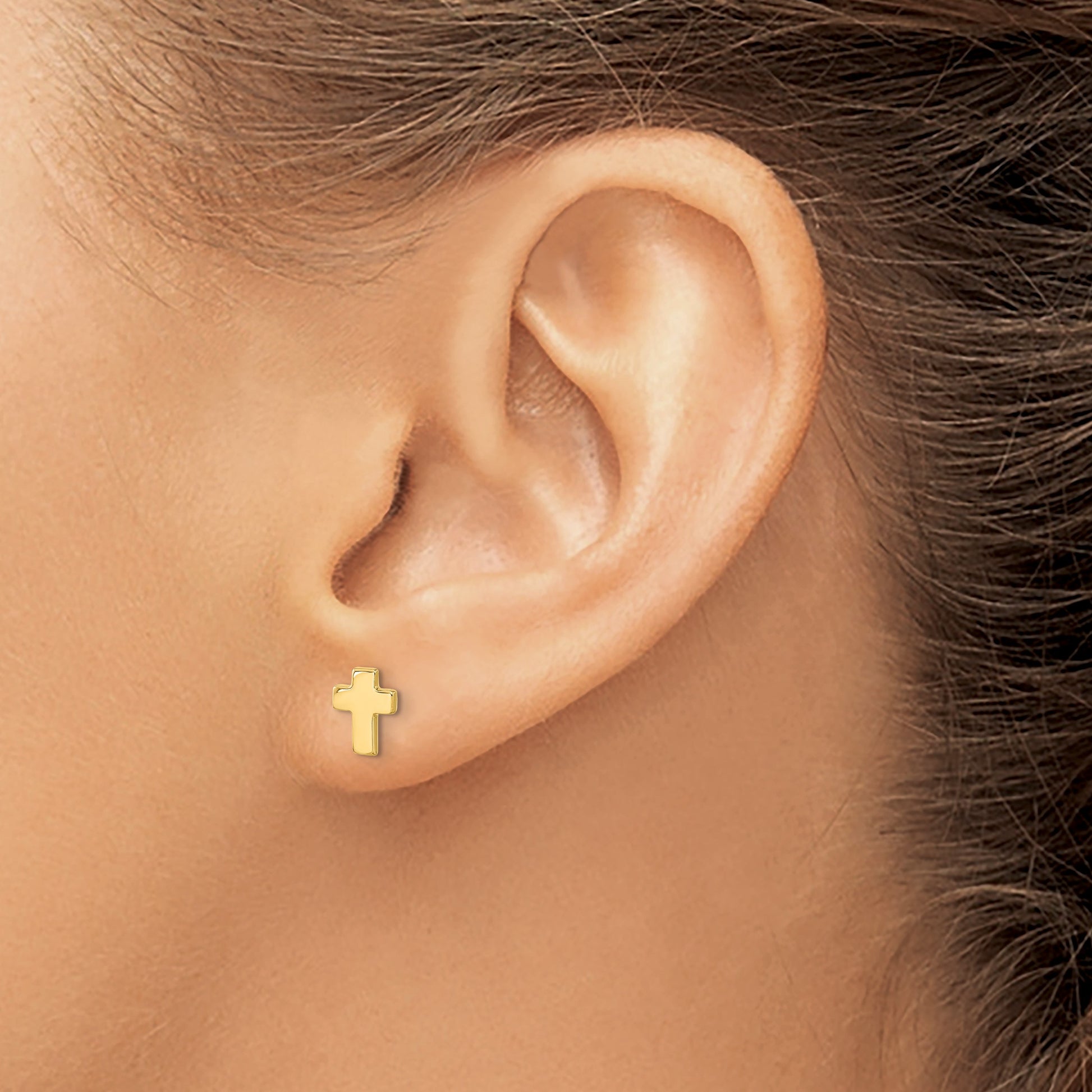 14k Polished Small Cross Post Earrings