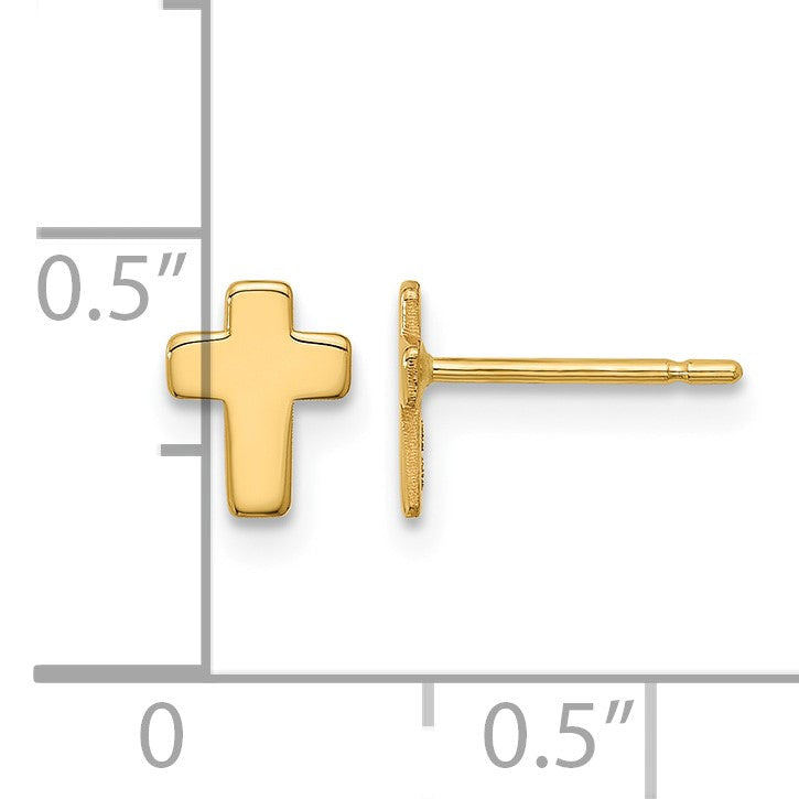 14k Polished Small Cross Post Earrings