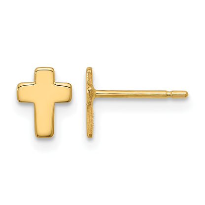 14k Polished Small Cross Post Earrings
