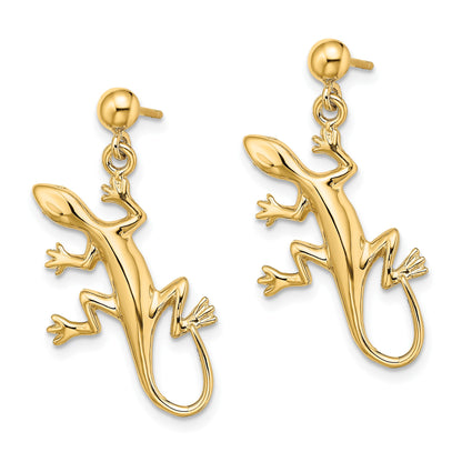 14K Polished Gecko Dangle Earrings