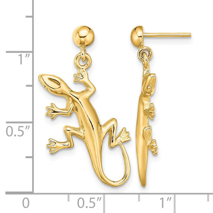 14K Polished Gecko Dangle Earrings