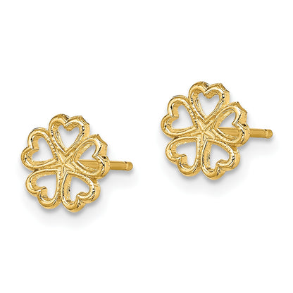 14K Five Hearts Circle Floral Post Earrings