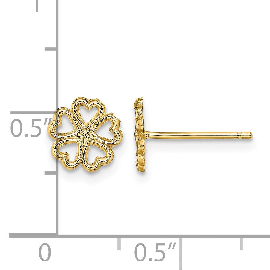 14K Five Hearts Circle Floral Post Earrings