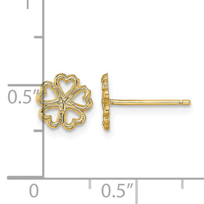 14K Five Hearts Circle Floral Post Earrings