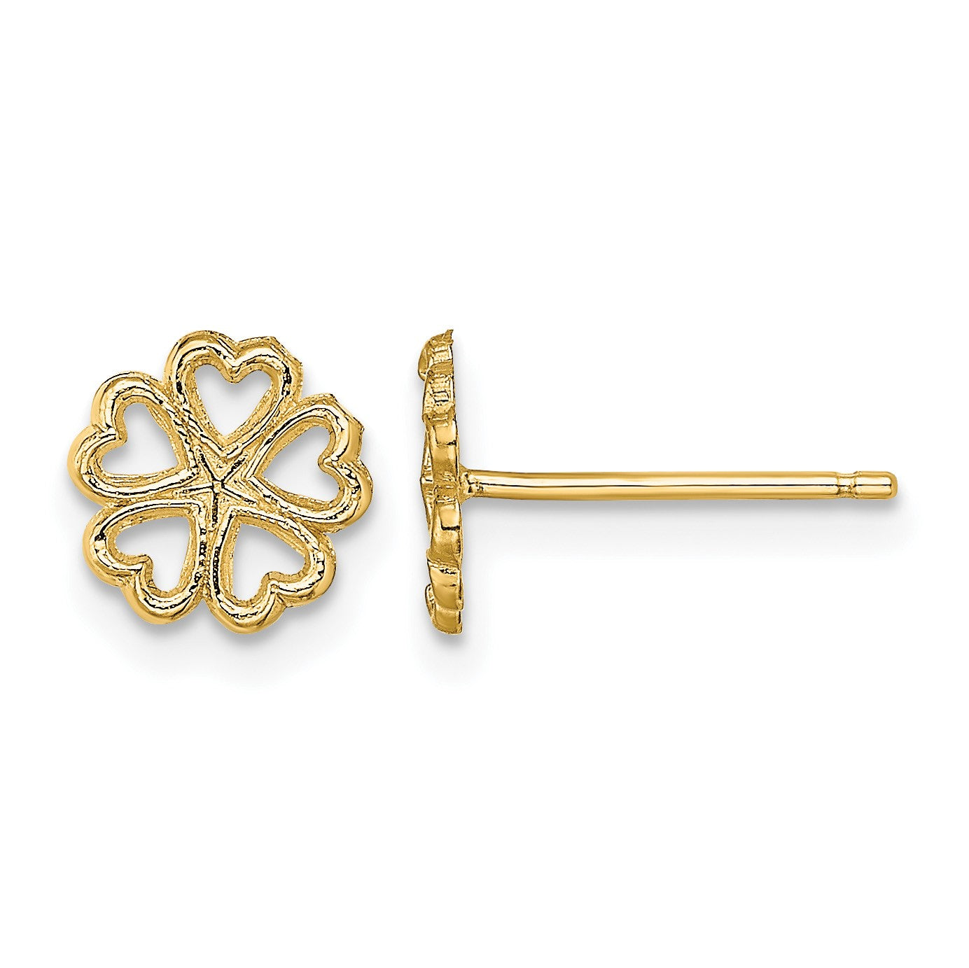 14K Five Hearts Circle Floral Post Earrings