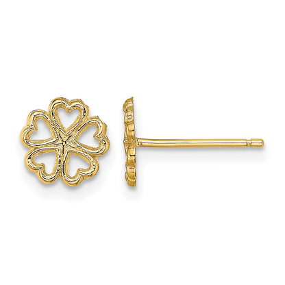 14K Five Hearts Circle Floral Post Earrings