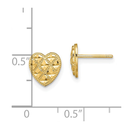 14K Criss-Cross w/ D/C Heart Post Earrings