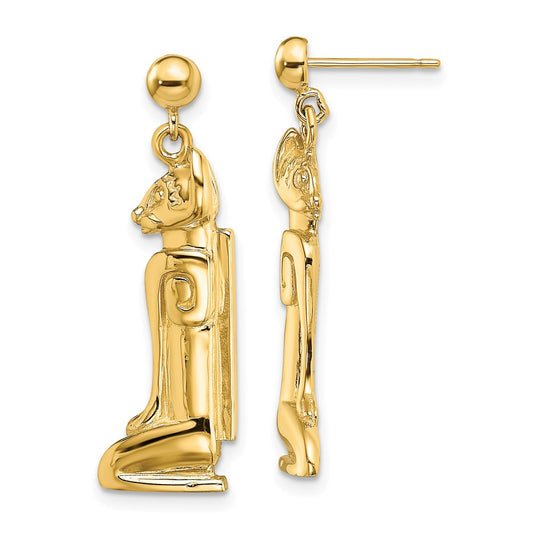 14K 2-D MARCO ISLAND Cat Dangle Earrings