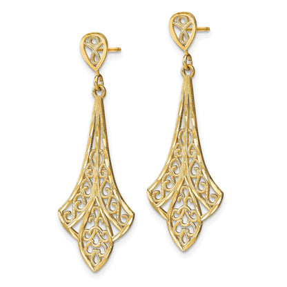 14K Diamond-cut Filigree Dangle Post Earrings