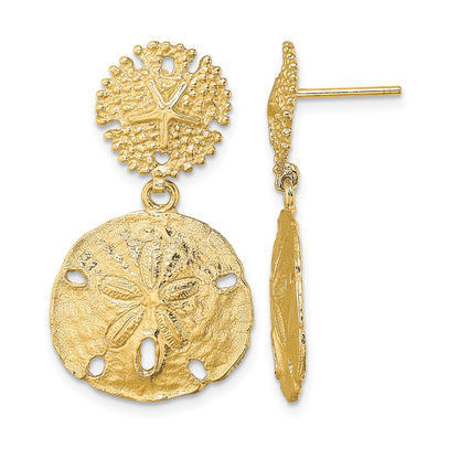 14K Double Sand Dollar Dangle Earrings