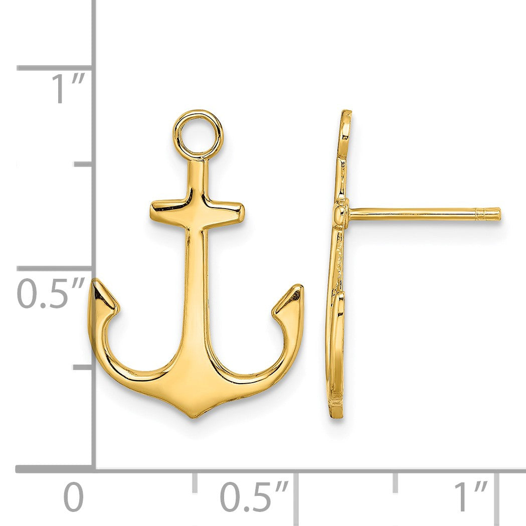 14K Polished  2-D Anchor Post Earrings
