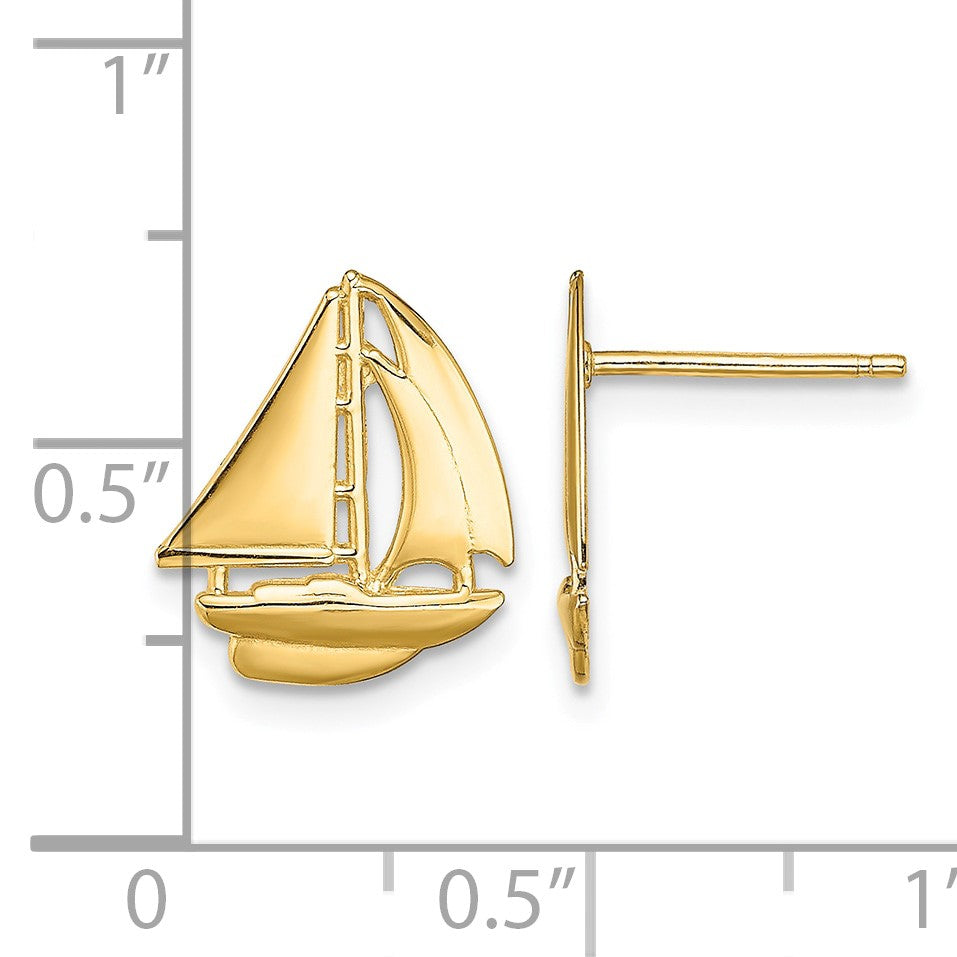 14K Polished Sailboat Post Earrings