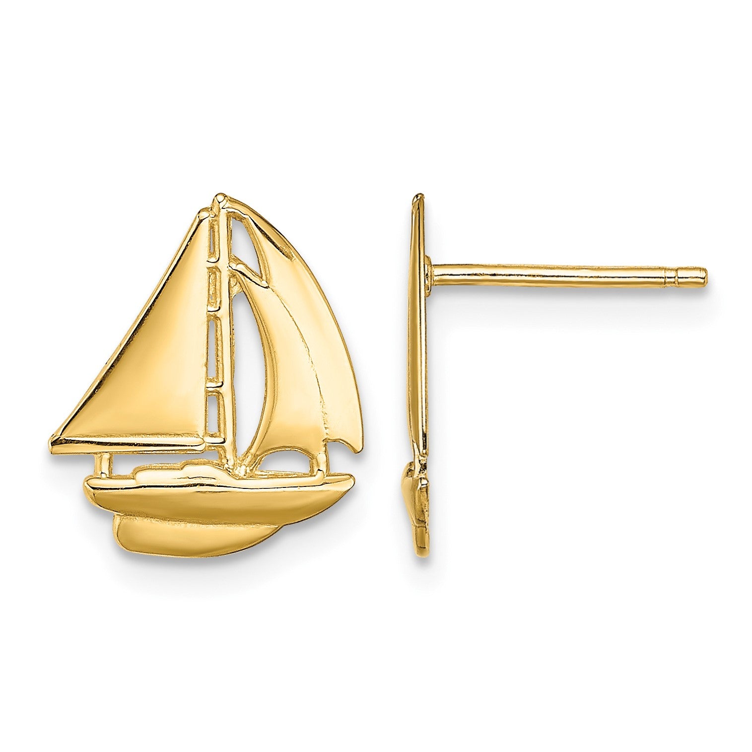14K Polished Sailboat Post Earrings