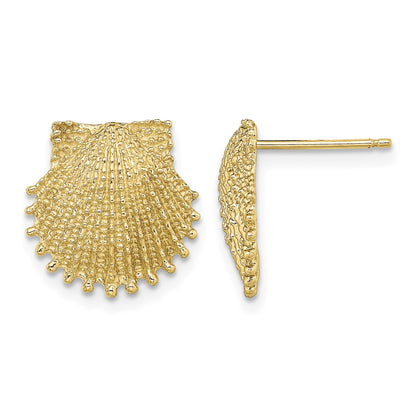 14K Beaded Scallop Shell Post Earrings