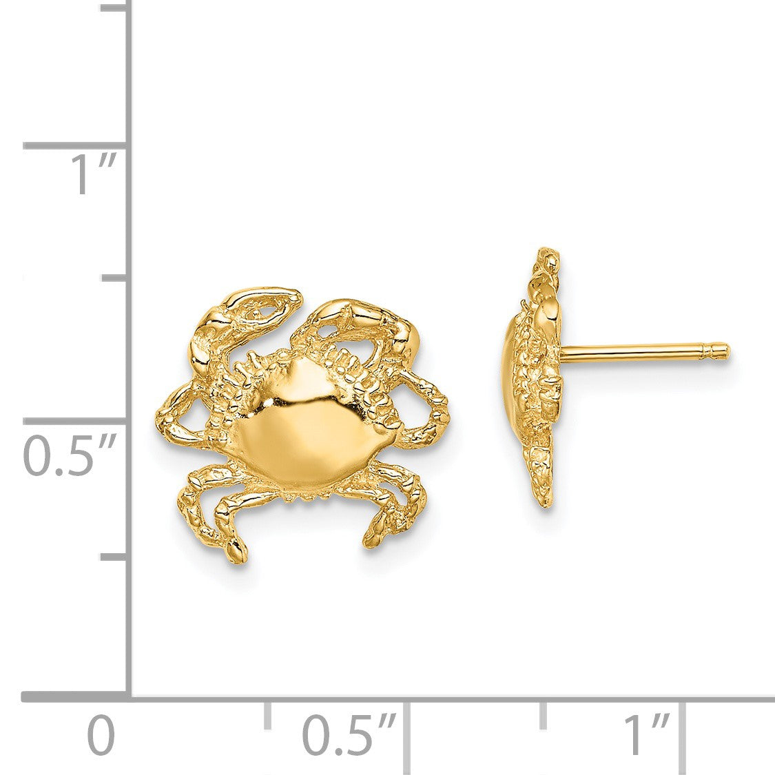 14K 2-D Polished Crab Post Earrings