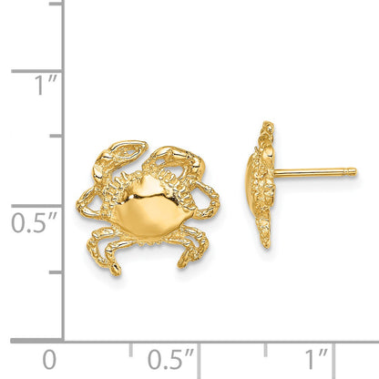 14K 2-D Polished Crab Post Earrings