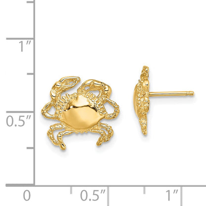 14K 2-D / Polished Crab Post Earrings