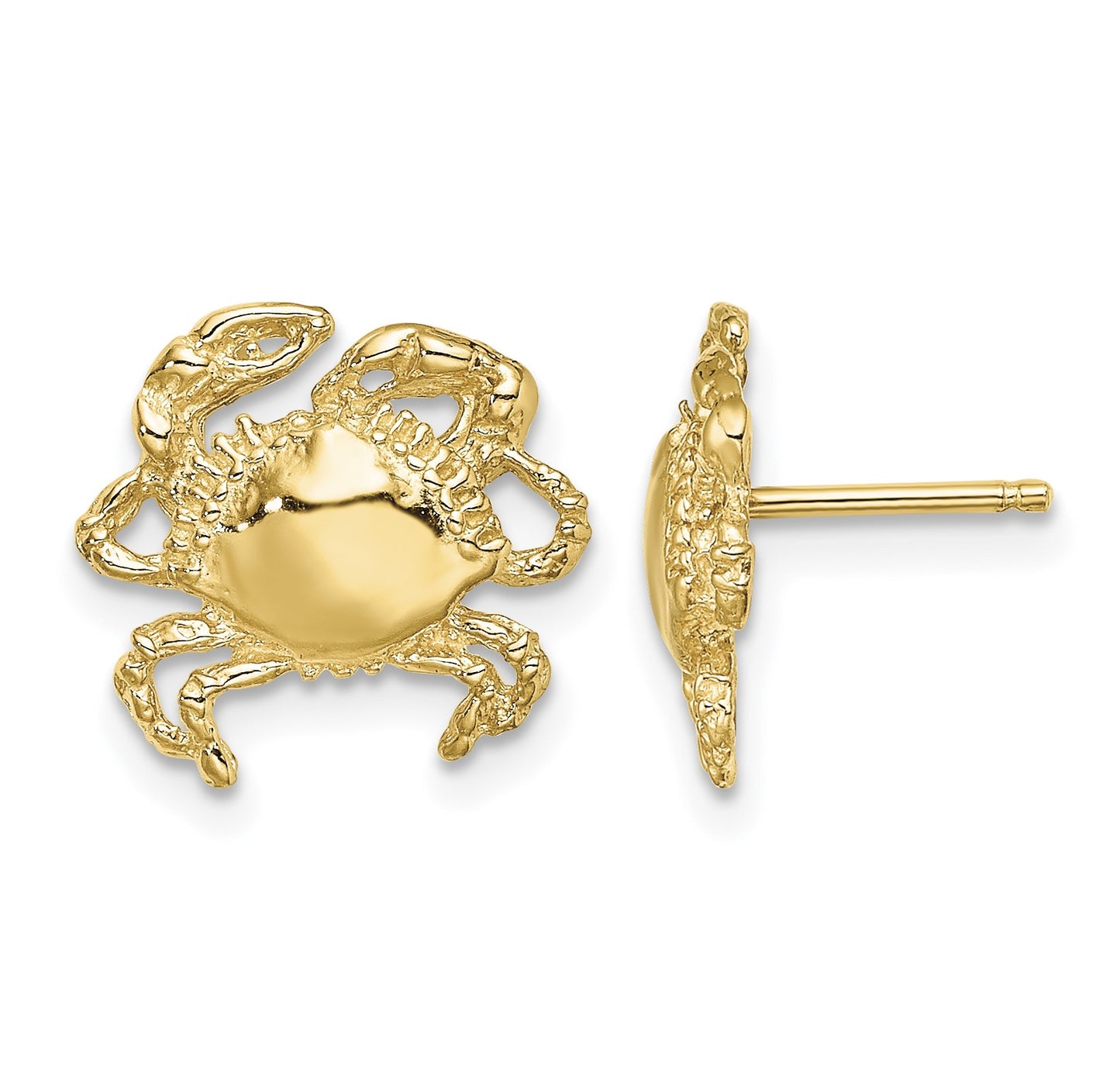 14K 2-D Polished Crab Post Earrings