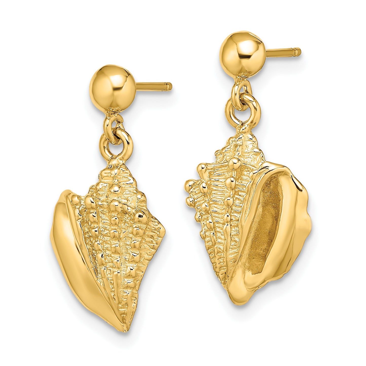 14K Conch Shell Dangle Earrings