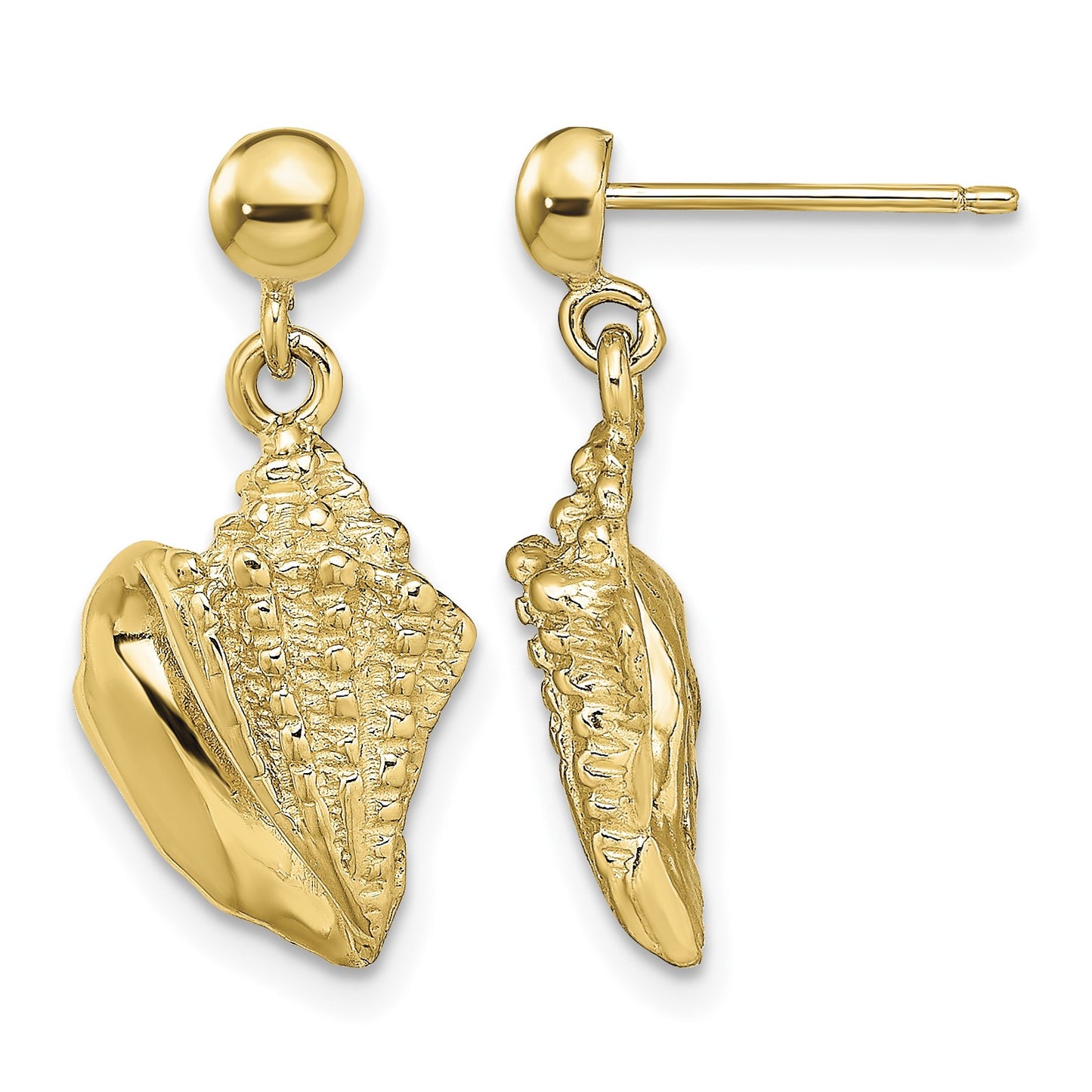 14K Conch Shell Dangle Earrings