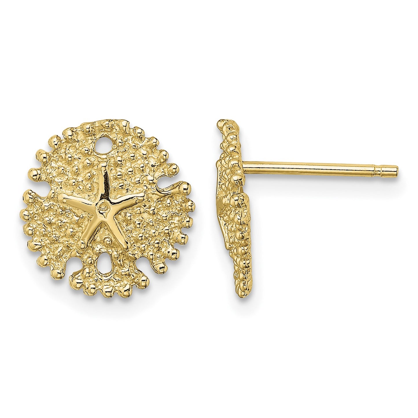 14K Textured Sand Dollar Post Earrings