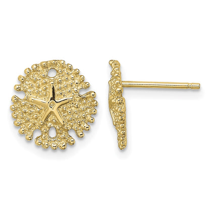 14K Textured Sand Dollar Post Earrings
